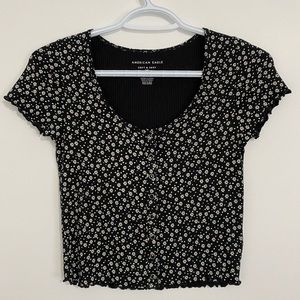 Floral button up tee